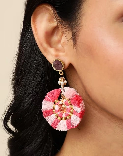 Pink Metal Dangler Earrings 3 Pink Metal Dangler Earrings