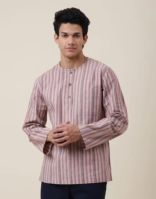 Beige Cotton Linen Mid Placket Shirt