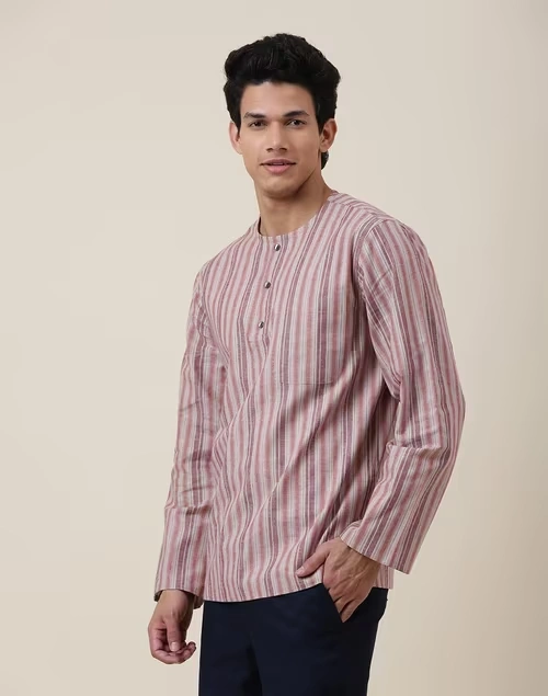 Beige Cotton Linen Mid Placket Shirt