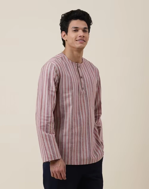 Beige Cotton Linen Mid Placket Shirt 3 Beige Cotton Linen Mid Placket Shirt