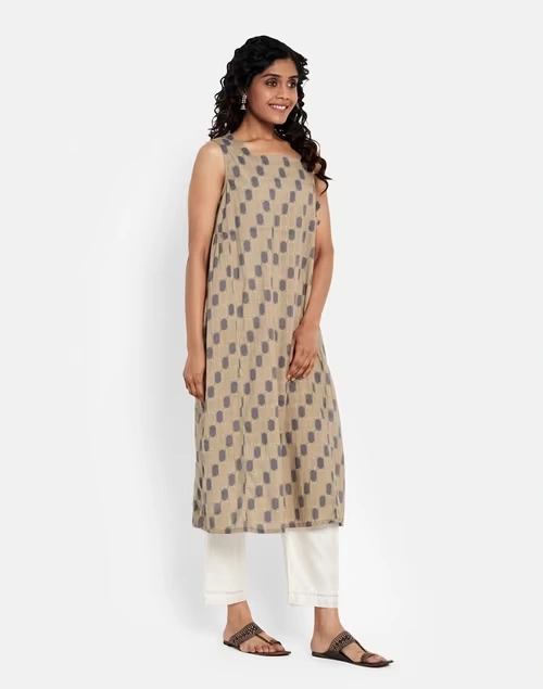 Cotton Printed Slim Fit Long Kurta 3 Cotton Printed Slim Fit Long Kurta