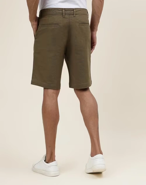 Green Cotton Regular Shorts 3 Green Cotton Regular Shorts