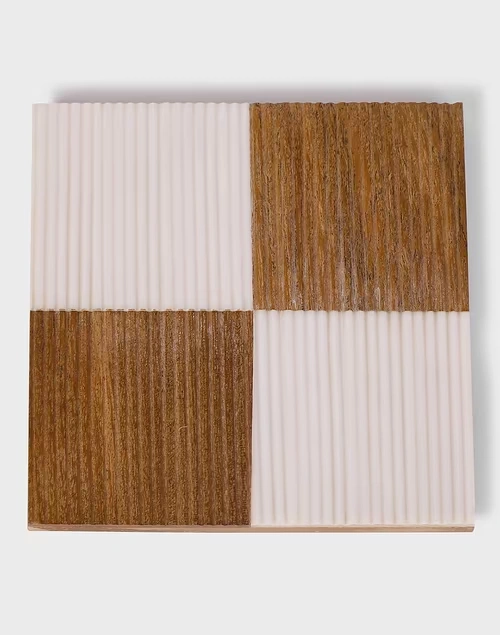 White Rasoi Wood & Resin Coaster Set Of 4 3 White Rasoi Wood & Resin Coaster Set Of 4