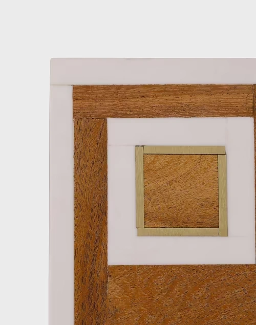 White Ayaana Resin & Wood Coaster Set Of 4