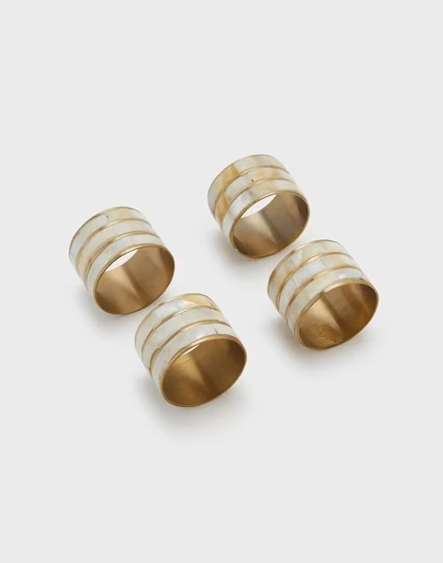 White Aakarik Mop Napkin Ring Set Of 4 4 White Aakarik Mop Napkin Ring Set Of 4