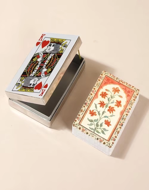 Multi Coloured Vivaram Metal Box Playing Carde Set - King