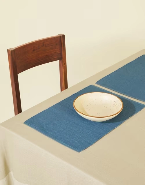 Blue Prithi Cotton Mat - Set Of 6