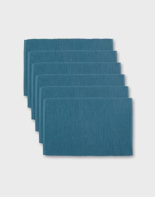 Blue Prithi Cotton Mat - Set Of 6 3 Blue Prithi Cotton Mat - Set Of 6