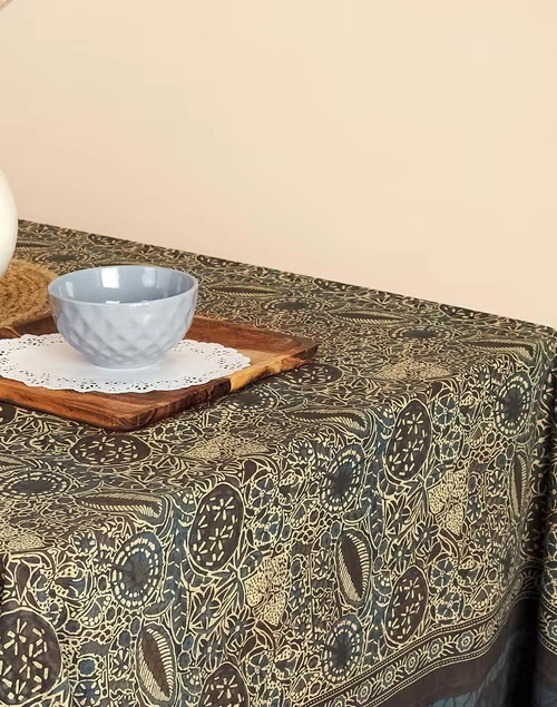 Black Indigo Cotton Table Cover 3 Black Indigo Cotton Table Cover