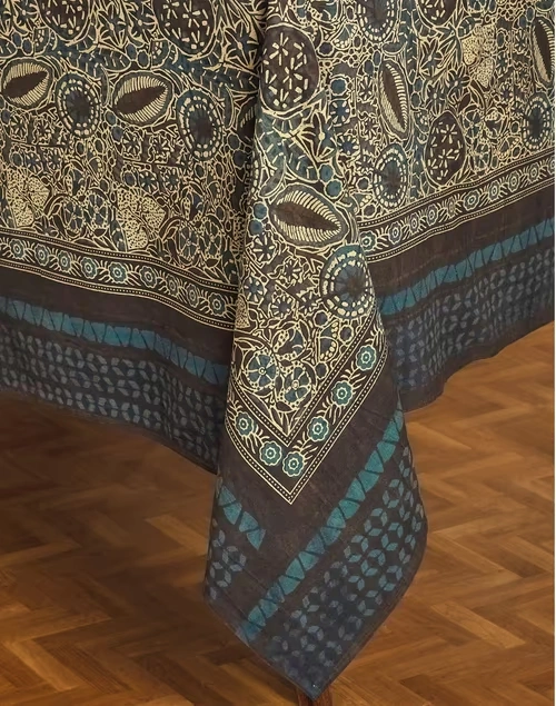 Black Indigo Cotton Table Cover 4 Black Indigo Cotton Table Cover