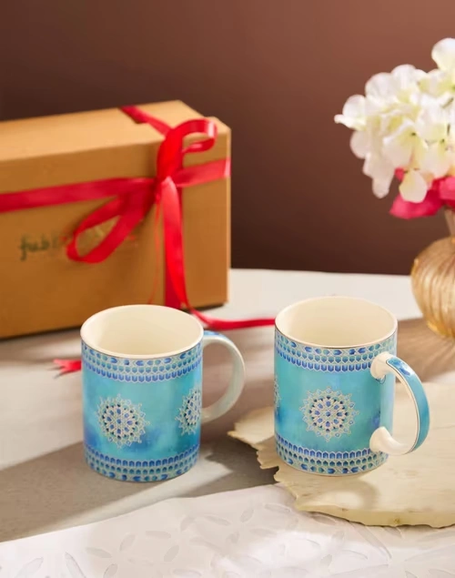 Blue Tuhina Ceramic Mug Set Of 2