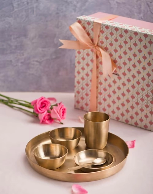 Brass Metal Dhaani Thali Set Of 6