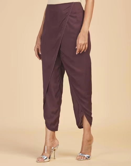Maroon Modal Ankle Length Dhoti 3 Maroon Modal Ankle Length Dhoti
