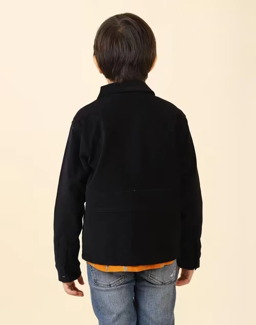 Navy Cotton Woven Straight Jacket