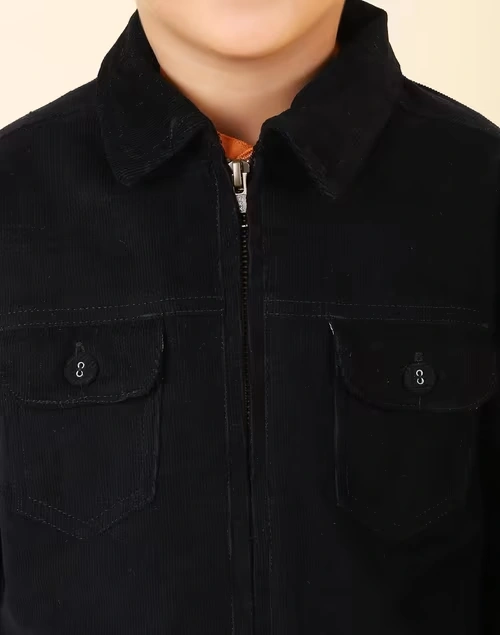 Navy Cotton Woven Straight Jacket 4 Navy Cotton Woven Straight Jacket