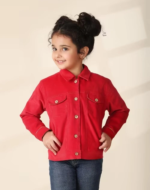 Pink Cotton Woven Straight Jacket