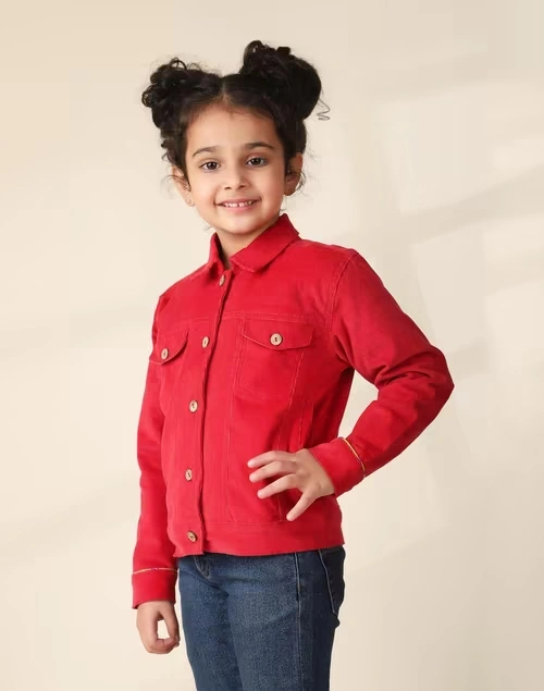 Pink Cotton Woven Straight Jacket