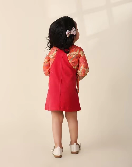 Pink Cotton Woven Straight Skirt Set