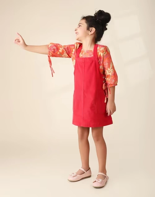 Pink Cotton Woven A-Line Skirt Set 4 Pink Cotton Woven A-Line Skirt Set