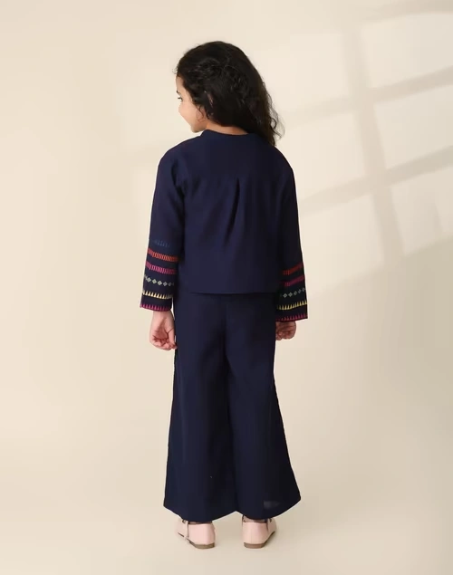 Navy Cotton Dobby Straight 3Pc Set 4 Navy Cotton Dobby Straight 3Pc Set