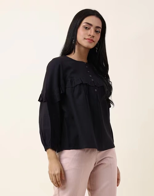 Black Cotton Embroidered Top 3 Black Cotton Embroidered Top