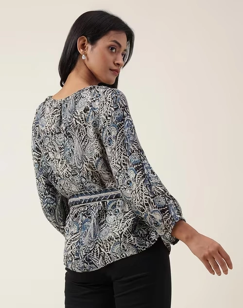 Blue Viscose Kalamkari Printed Top 4 Blue Viscose Kalamkari Printed Top