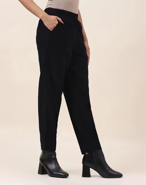 Black Cotton Ankle Length Casual Pant 3 Black Cotton Ankle Length Casual Pant