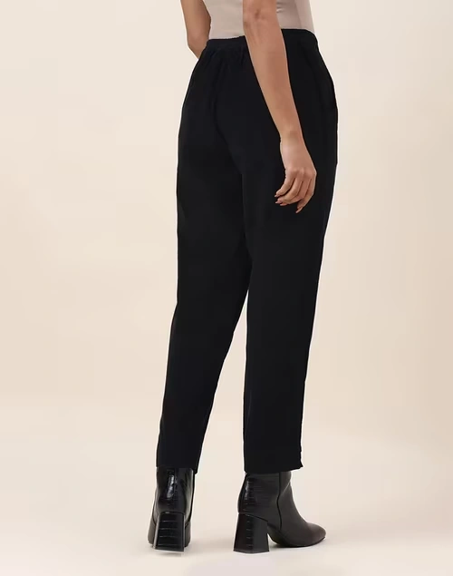 Black Cotton Ankle Length Casual Pant 4 Black Cotton Ankle Length Casual Pant