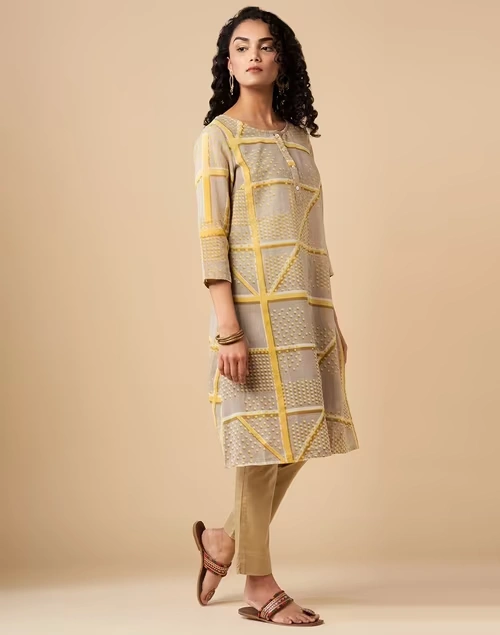Cotton Printed Knee Length Kurta 3 Cotton Printed Knee Length Kurta