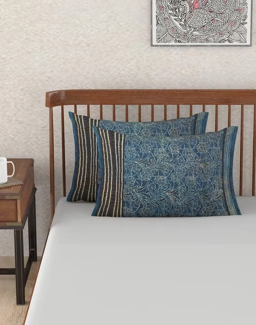 Indigo Abhinita Cotton Printed Pillow Cover Set of 2