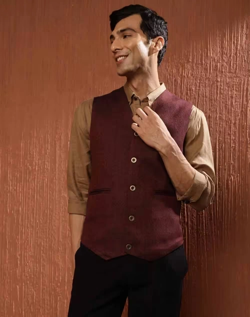 Red Wool Woven Slim Fit Jacket 3 Red Wool Woven Slim Fit Jacket