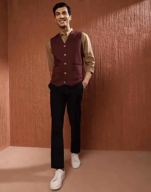 Red Wool Woven Slim Fit Jacket 4 Red Wool Woven Slim Fit Jacket