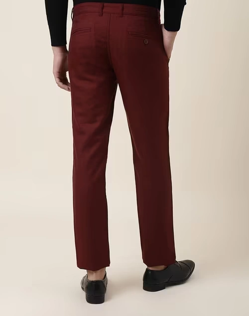 Maroon Wool 929 Slim Cut Pants