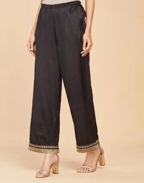 Black Viscose Blend Drawstring Ijar Pant