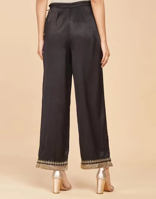 Black Viscose Blend Drawstring Ijar Pant 3 Black Viscose Blend Drawstring Ijar Pant