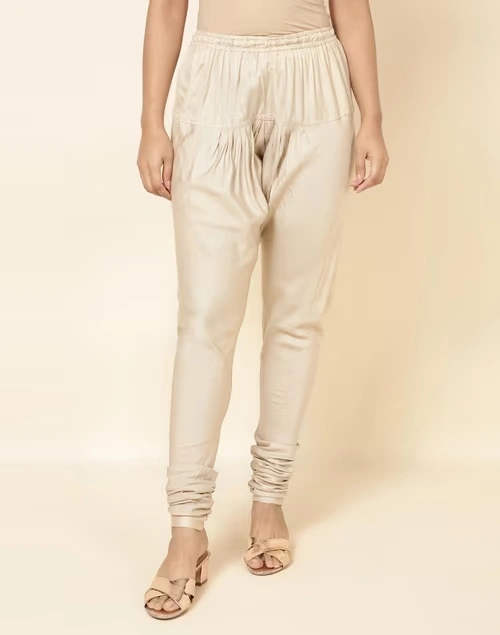 Beige Viscose Silk Churidar 3 Beige Viscose Silk Churidar