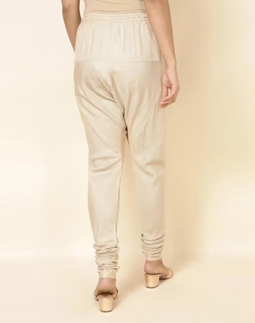 Beige Viscose Silk Churidar 4 Beige Viscose Silk Churidar