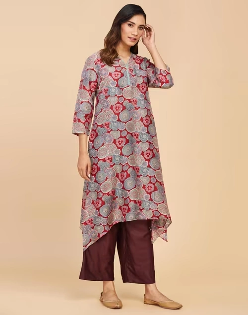 Maroon Viscose Silk Ankle Length Ijar Pant