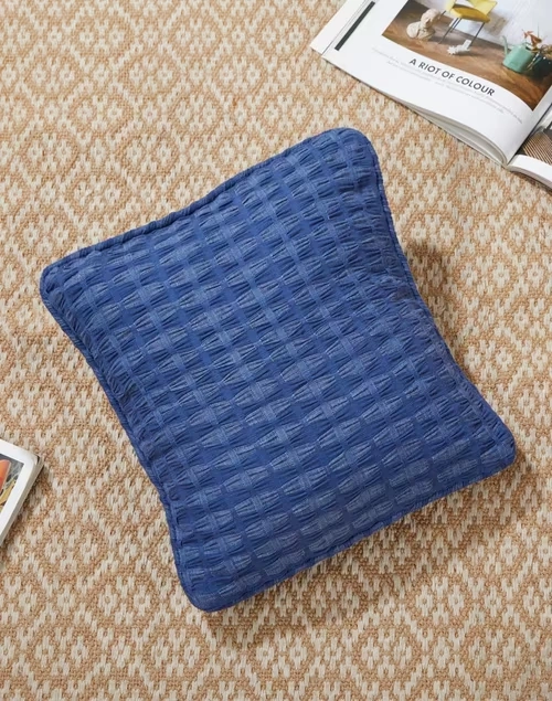 Blue Cotton Woven Deepali Cushion Cover