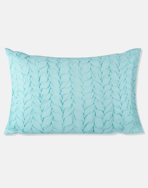 Aqua Magnolia Cotton Embroidered Pillow Case Set of 2 3 Aqua Magnolia Cotton Embroidered Pillow Case Set of 2