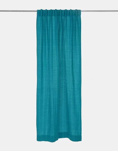 Aqua Magnolia Cotton Woven Curtain | 1Pc