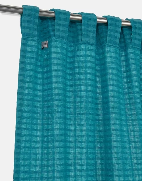 Aqua Magnolia Cotton Woven Curtain | 1Pc