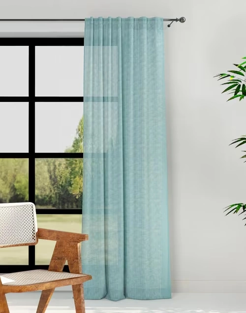 Blue Magnolia Cotton Woven Curtain | 1pc