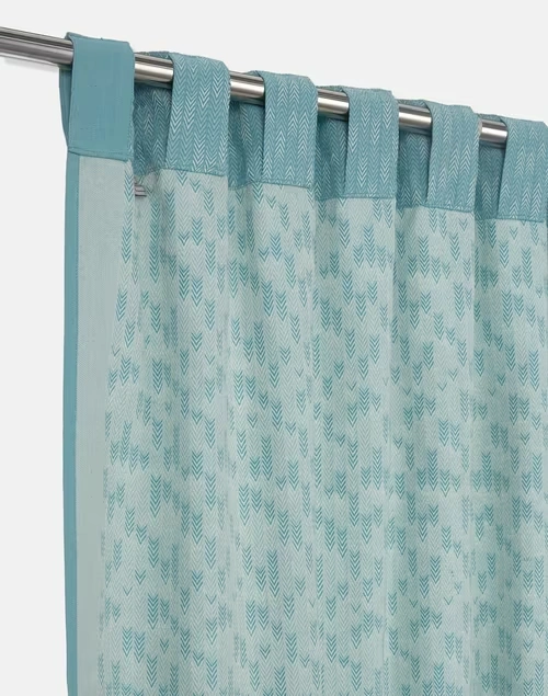 Blue Magnolia Cotton Woven Curtain | 1pc