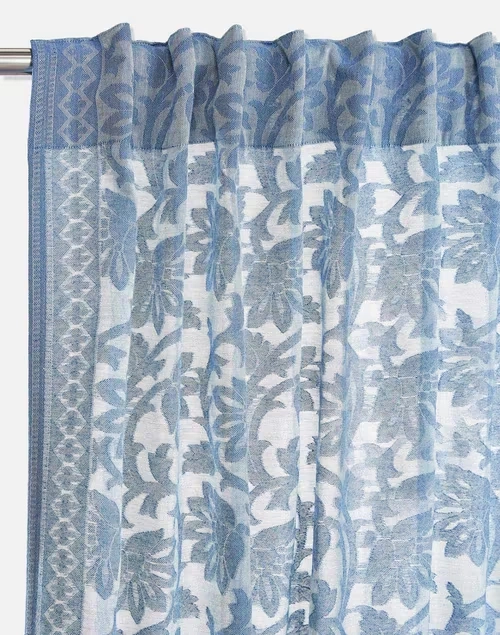 Blue Coramandel Woven Cotton Curtain | 1pc