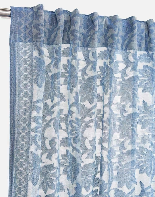 Blue Coramandel Woven Cotton Curtain | 1pc