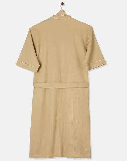 Beige Ashim Cotton Woven Bathrobe 3 Beige Ashim Cotton Woven Bathrobe