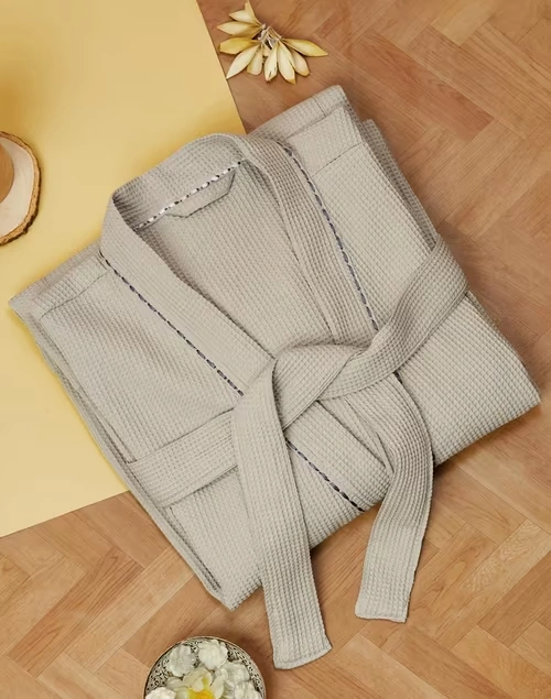 Grey Ashim Cotton Woven Bathrobe