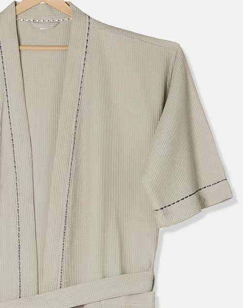 Grey Ashim Cotton Woven Bathrobe 4 Grey Ashim Cotton Woven Bathrobe