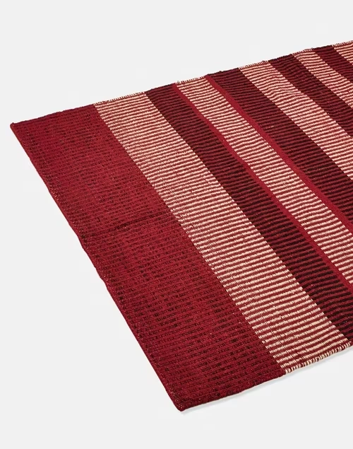 Red Rudhir Polyester Woven Dhurrie 4 Red Rudhir Polyester Woven Dhurrie